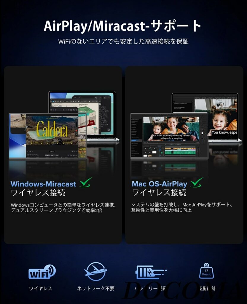 ワイヤレス モバイルモニター 背面