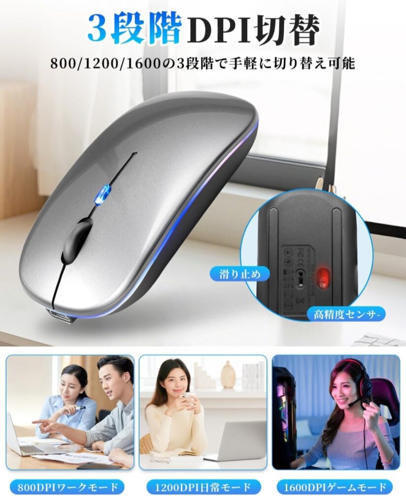 Mucuru ワイヤレスマウス 7色ライト