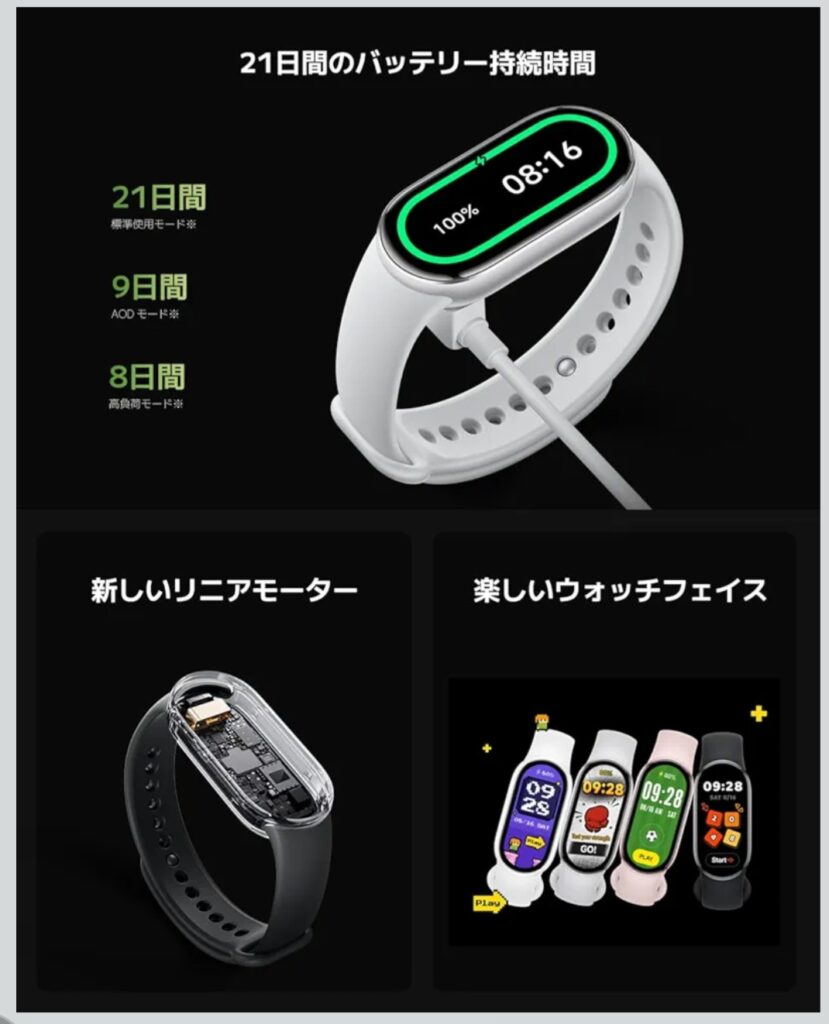 Xiaomi Smart Band 10 充電・使用イメージ