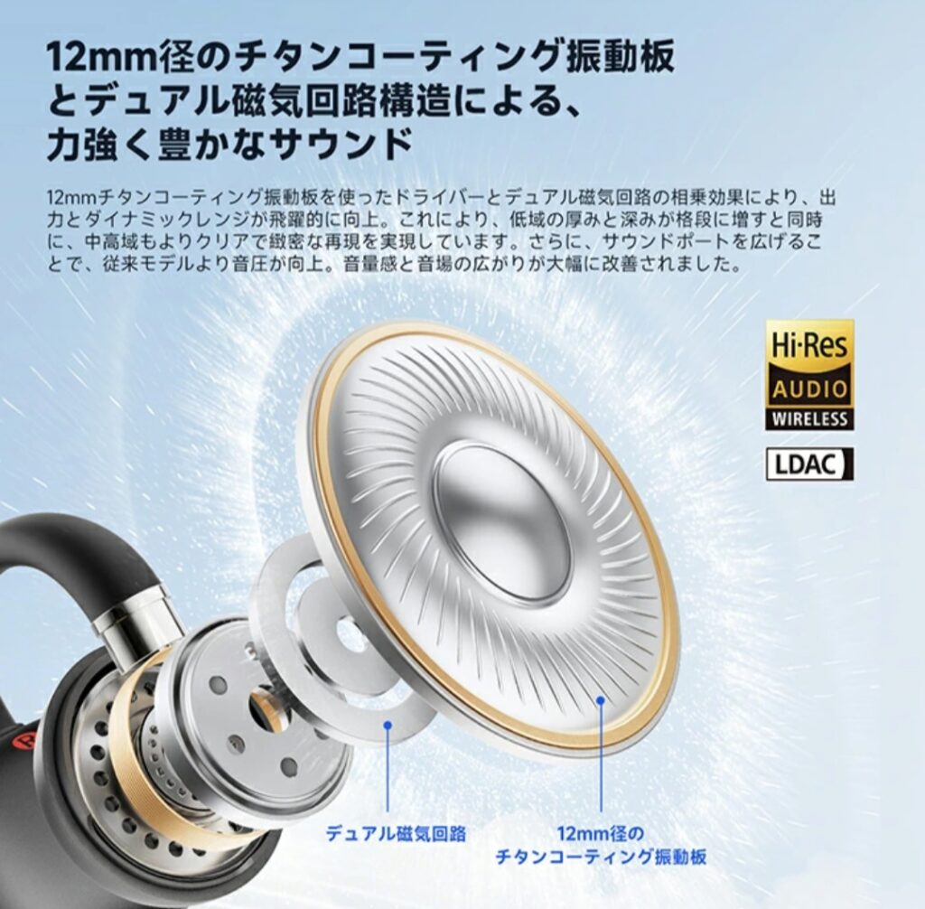 EarFun Clip 2 イヤーカフ型デザイン