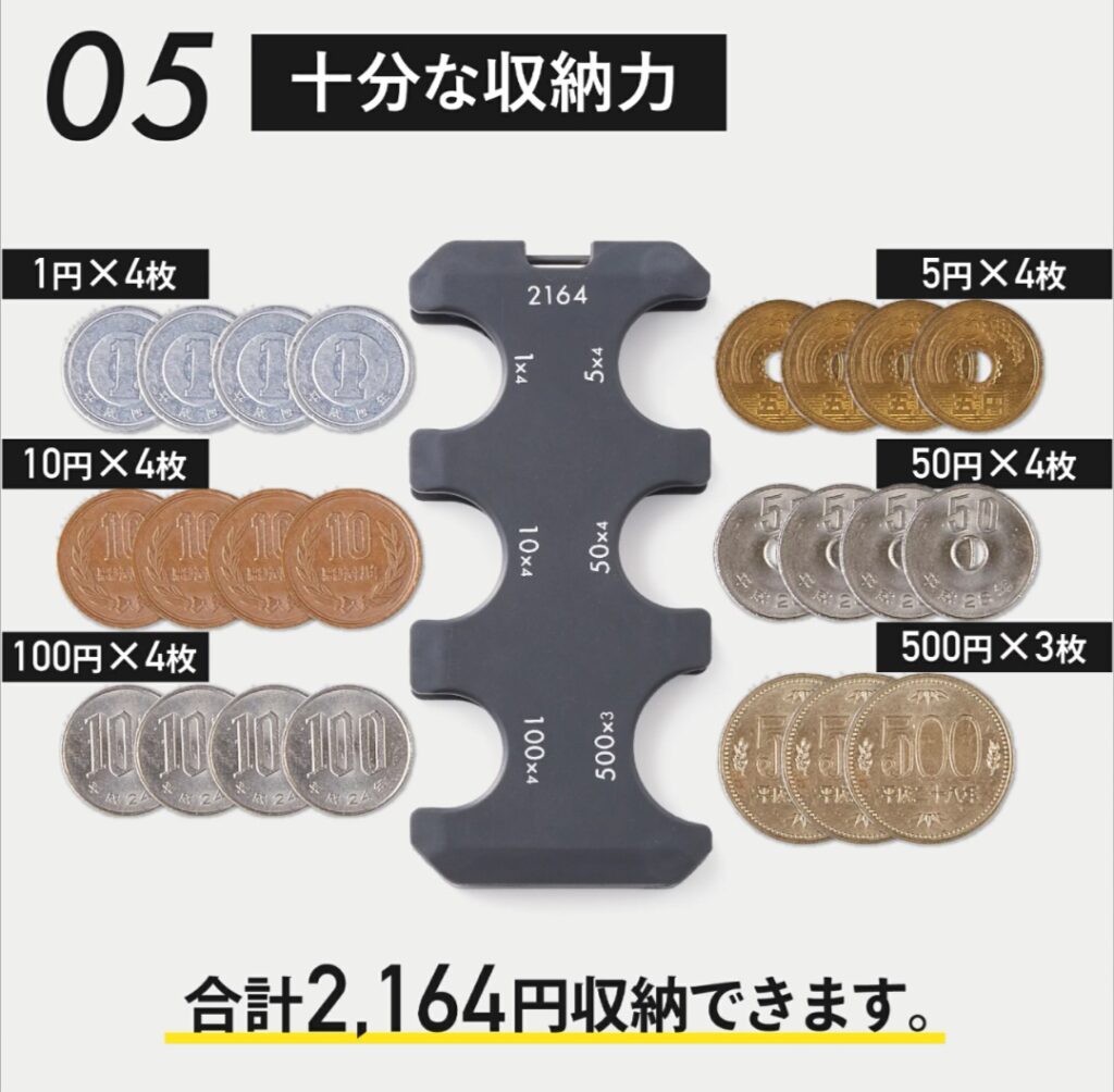 STREAM コインキャッチャー 小銭収納の様子