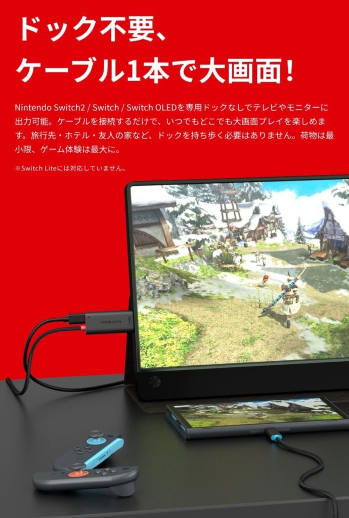 MATECH Switch Combo HDMI ケーブル 接続イメージ
