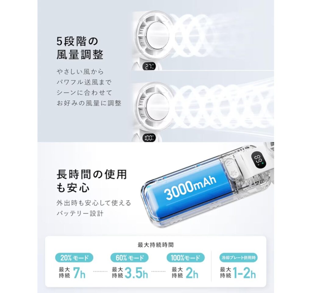 QIROCAハンディファン 大風量イメージ